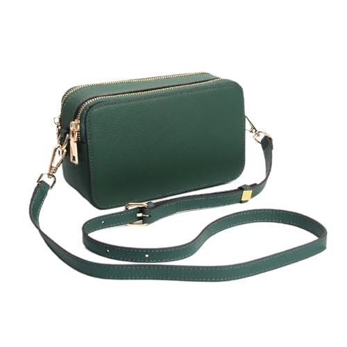 ZRHWSPD Umhängetasche Damen Echtes Rindsleder Leder Crossbody Telefon Tasche Sichere Reißverschluss Kapazität(Green) von ZRHWSPD