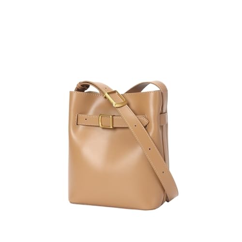 ZRHWSPD Umhängetasche Damen Einzelne Umhängetasche aus echtem Leder for Damen, schlichtes Freizeit-Design, Umhängetasche for Damen(Brown) von ZRHWSPD