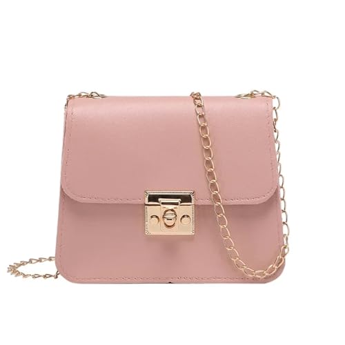 ZRHWSPD Umhängetasche Damen Frauen Taschen Kette Umhängetasche Einfarbig Mini Flap Bag Messenger Umhängetasche Clutch Geldbörsen Und Handtaschen(Pink) von ZRHWSPD