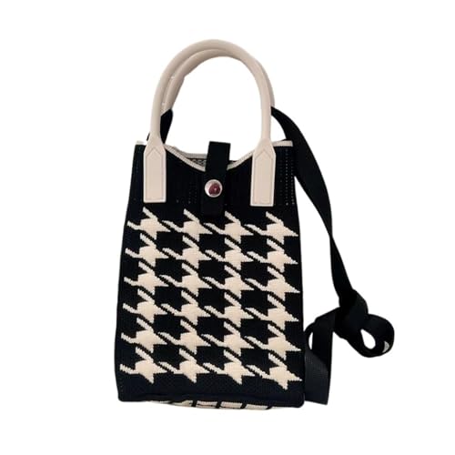 ZRHWSPD Umhängetasche Damen Gestrickte Mini Square Handtasche Handy Schultertaschen Crossbody Taschen(Blac) von ZRHWSPD