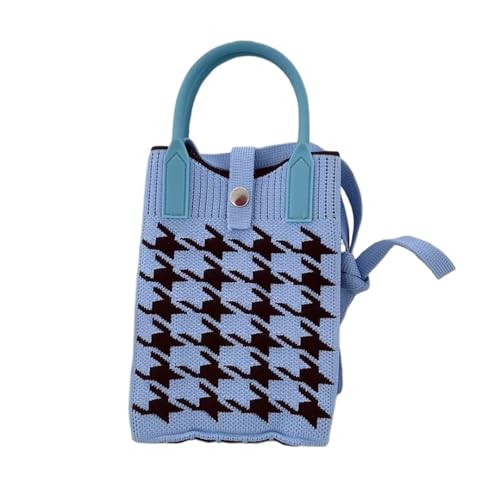 ZRHWSPD Umhängetasche Damen Gestrickte Mini Square Handtasche Handy Schultertaschen Crossbody Taschen(Blue) von ZRHWSPD