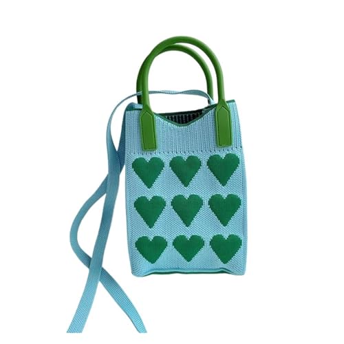 ZRHWSPD Umhängetasche Damen Gestrickte Mini Square Handtasche Handy Schultertaschen Crossbody Taschen(BlueGreen) von ZRHWSPD