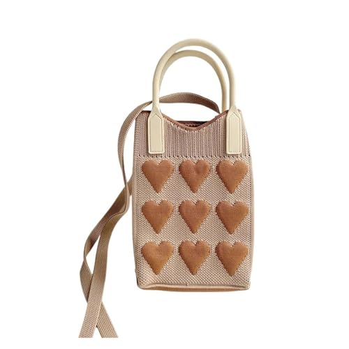 ZRHWSPD Umhängetasche Damen Gestrickte Mini Square Handtasche Handy Schultertaschen Crossbody Taschen(KhakiBrown) von ZRHWSPD