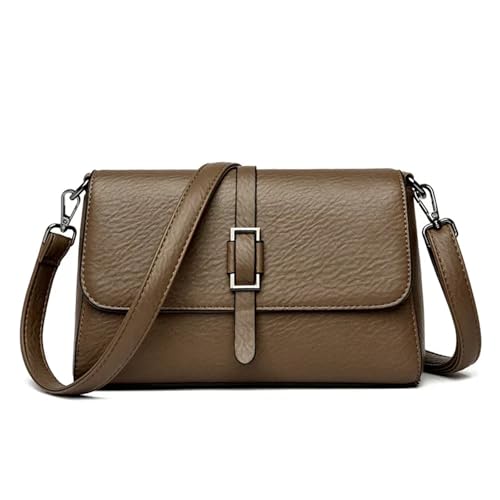 ZRHWSPD Umhängetasche Damen Handtaschen Damen Taschen Designer Weiches Leder Umhängetaschen Lässige Einfarbige Umhängetaschen for Frauen(Dark Khaki) von ZRHWSPD