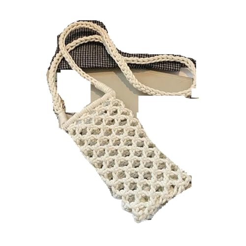 ZRHWSPD Umhängetasche Damen Kleine Crossbody-Telefontasche gewebt häkeln leichte geflochtene Schulter(Beige) von ZRHWSPD