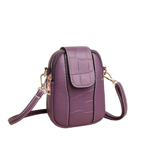 ZRHWSPD Umhängetasche Damen Kleine Doppelschicht-Handtasche Shopping Lady Geldbörse Handytasche(Purple) von ZRHWSPD