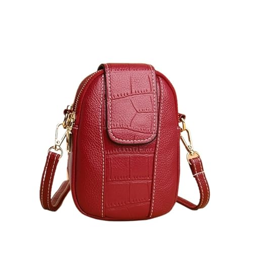 ZRHWSPD Umhängetasche Damen Kleine Doppelschicht-Handtasche Shopping Lady Geldbörse Handytasche(Red) von ZRHWSPD