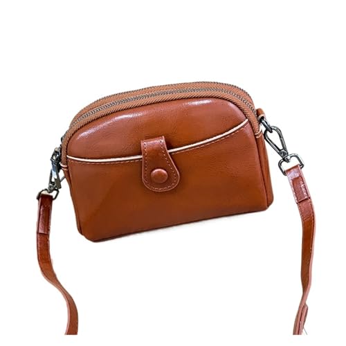 ZRHWSPD Umhängetasche Damen Leder Schulter Messenger Tasche Frauen Kleine Handtasche Weibliche Kupplung Echtes Leder Umhängetasche Geldbörse(Light brown) von ZRHWSPD