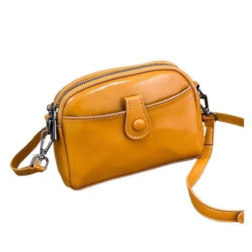 ZRHWSPD Umhängetasche Damen Leder Schulter Messenger Tasche Frauen Kleine Handtasche Weibliche Kupplung Echtes Leder Umhängetasche Geldbörse(Yellow) von ZRHWSPD