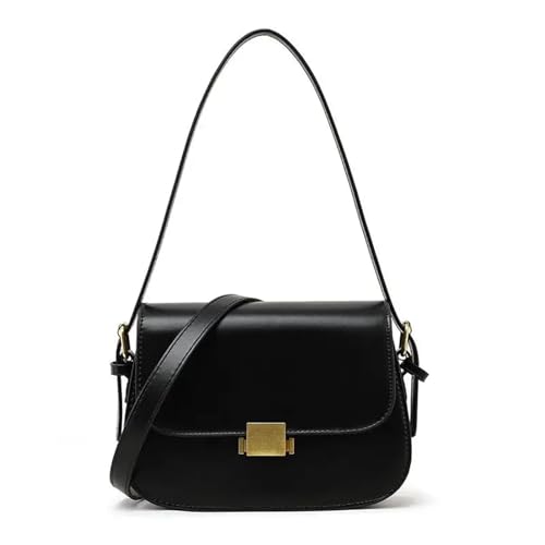 ZRHWSPD Umhängetasche Damen Lederhandtaschen, Unterarm-Schulter-Crossbody-Taschen, echte Hand, kleine quadratische Designer-Tasche for Damen(Black Style) von ZRHWSPD
