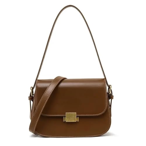 ZRHWSPD Umhängetasche Damen Lederhandtaschen, Unterarm-Schulter-Crossbody-Taschen, echte Hand, kleine quadratische Designer-Tasche for Damen(Brown Style) von ZRHWSPD