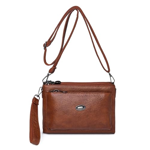ZRHWSPD Umhängetasche Damen Mehrschichtige Geldbörse und Handtaschen aus weichem Leder, Designer-Umhängetaschen for Damen(Light brown) von ZRHWSPD