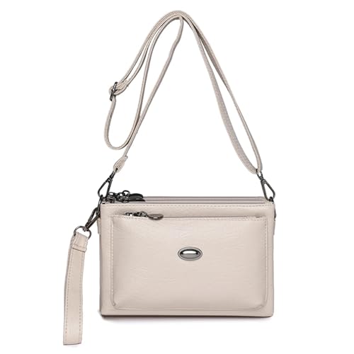 ZRHWSPD Umhängetasche Damen Mehrschichtige Geldbörse und Handtaschen aus weichem Leder, Designer-Umhängetaschen for Damen(WHITE) von ZRHWSPD