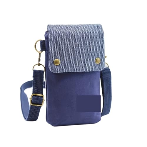 ZRHWSPD Umhängetasche Damen Mini Stoff Umhängetasche Kontrast Handytasche Vintage Schultertasche(Blue) von ZRHWSPD