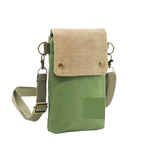 ZRHWSPD Umhängetasche Damen Mini Stoff Umhängetasche Kontrast Handytasche Vintage Schultertasche(Green) von ZRHWSPD