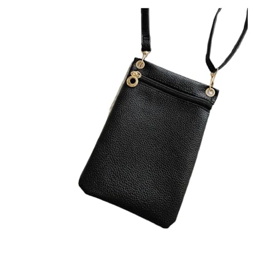 ZRHWSPD Umhängetasche Damen Modische Handytasche, praktische Umhängetasche, PU, ​​Litschi-Muster, personalisierbar(Black) von ZRHWSPD