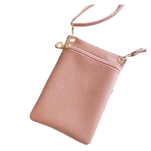 ZRHWSPD Umhängetasche Damen Modische Handytasche, praktische Umhängetasche, PU, ​​Litschi-Muster, personalisierbar(Pink) von ZRHWSPD
