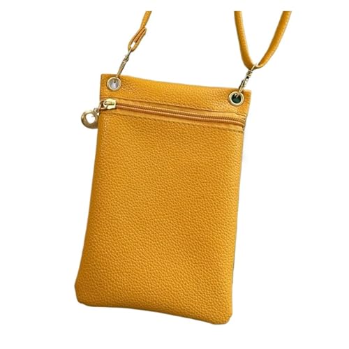 ZRHWSPD Umhängetasche Damen Modische Handytasche, praktische Umhängetasche, PU, ​​Litschi-Muster, personalisierbar(Yellow) von ZRHWSPD