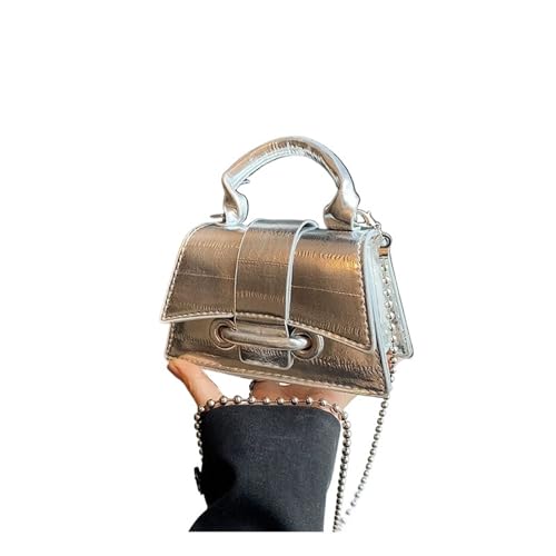 ZRHWSPD Umhängetasche Damen Schultertasche for Damen, Umhängetasche, Clutch, Mini-Geldbörse, Handtasche(Silver-Bead chain) von ZRHWSPD