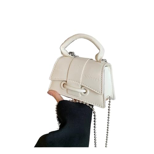 ZRHWSPD Umhängetasche Damen Schultertasche for Damen, Umhängetasche, Clutch, Mini-Geldbörse, Handtasche(White-Bead chain) von ZRHWSPD