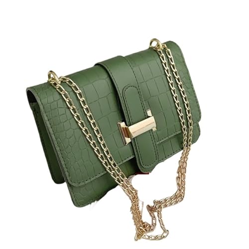 ZRHWSPD Umhängetasche Damen Stein Muster Frauen Einzelne Schulter Umhängetaschen Leder Ketten Handtaschen Messenger Tasche Kleine Quadratische Tasche(Green) von ZRHWSPD