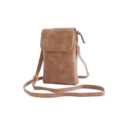 ZRHWSPD Umhängetasche Damen Umhängetasche Handy Geldbörse Taschen Klappe Kleine Schulter Handtasche(Light Brown) von ZRHWSPD