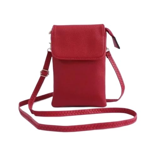 ZRHWSPD Umhängetasche Damen Umhängetasche Handy Geldbörse Taschen Klappe Kleine Schulter Handtasche(Red) von ZRHWSPD