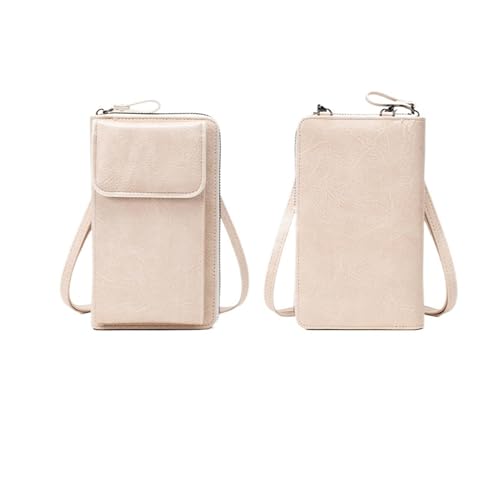 ZRHWSPD Umhängetasche Damen Umhängetasche mit Reißverschluss, trendige, einfarbige Handytasche, vielseitige Geldbörse(Ricewhite) von ZRHWSPD