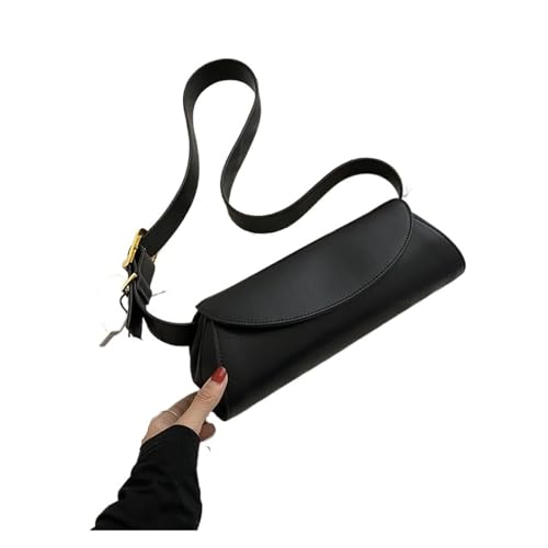 ZRHWSPD Umhängetasche Damen Verstellbare Umhängetasche mit breitem Riemen for Damen, kleine Retro-Tasche, Handtasche, Shopper, Umhängetasche(Black) von ZRHWSPD