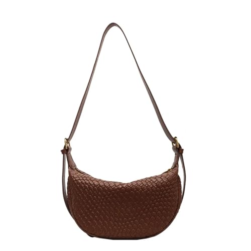 ZRHWSPD Umhängetasche Damen Weibliche Große Kapazität Handtasche Frauen Schulter Messenger Tasche Anmutige Weiche Leder Damen Umhängetasche Paket Woven Grain Tote Tasche(Coffee) von ZRHWSPD