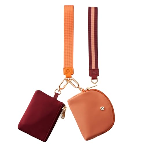 ZRRAJOY Mini-Geldbörse mit umlaufendem Reißverschluss für Damen – Doppeltasche, Münzbörse mit 2 Riemen, Schlüsselanhänger und Handgelenk, kleine süße Clutch für Teenager-Mädchen, kompakter Organizer von ZRRAJOY