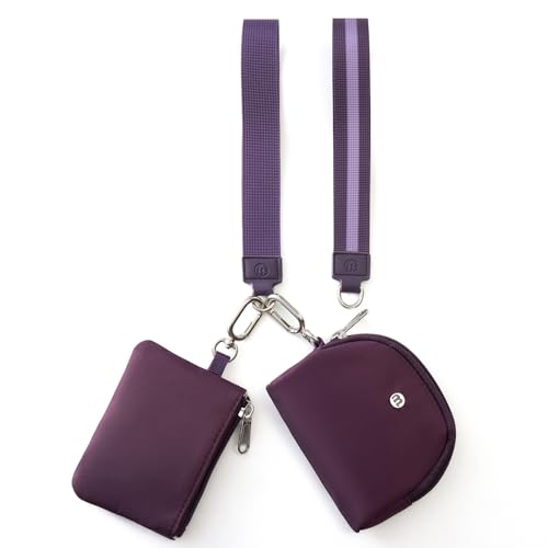 ZRRAJOY Mini-Geldbörse mit Reißverschluss für Damen, Doppeltasche, Münzbörse mit 2 Riemen, Schlüsselanhänger und Handgelenk, kleine süße Clutch für Teenager-Mädchen, kompakter Organizer für Karten von ZRRAJOY