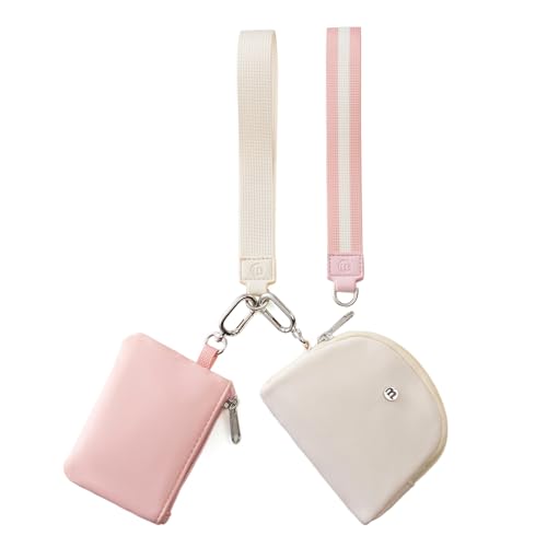 ZRRAJOY Mini-Geldbörse mit umlaufendem Reißverschluss für Damen – Doppeltasche, Münzbörse mit 2 Riemen, Schlüsselanhänger und Handgelenk, kleine süße Clutch für Teenager-Mädchen, kompakter Organizer von ZRRAJOY