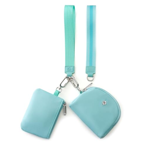 ZRRAJOY Mini-Geldbörse mit Reißverschluss für Damen, Doppeltasche, Münzbörse mit 2 Riemen, Schlüsselanhänger und Handgelenk, kleine süße Clutch für Teenager-Mädchen, kompakter Organizer für Karten von ZRRAJOY