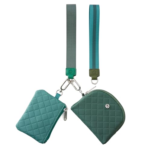 ZRRAJOY Mini-Geldbörse mit Reißverschluss für Damen, Doppeltasche, Münzbörse mit 2 Riemen, Schlüsselanhänger und Handgelenk, kleine süße Clutch für Teenager-Mädchen, kompakter Organizer für Karten von ZRRAJOY