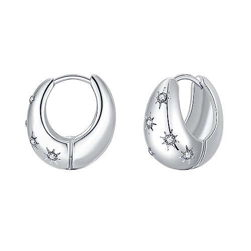 ZRU Klobige Gold-Creolen für Frauen, kleine, hypoallergene, dicke Creolen, 18 Karat vergoldet, leicht, trendiger CZ-Reifen, Modeschmuck, Kupfer, Zirkonia ZRU Klobige Gold-Creolen für Frauen, kleine, hypoallergene, dicke Creolen, 18 Karat vergoldet, leicht, trendiger CZ-Reifen, Modeschmuck, Kupfer, Zirkonia von ZRU