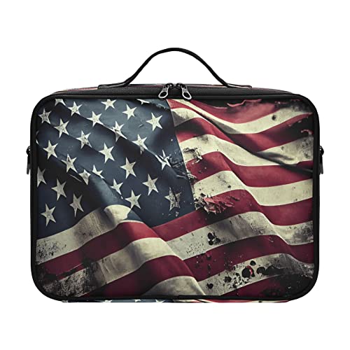 American Independence Day Old Flag Kosmetik Reisetasche Tragbare Künstler Aufbewahrungstasche Kulturbeutel mit Fächern Make-up Tasche Kulturbeutel Reise Estuches Para Maquillaje Viajar für Frauen von ZRWLUCKY