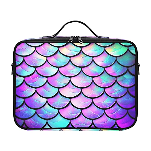 Bunte Meerjungfrauenschuppen Reise Kosmetik Make-up Tasche Toilettenartikel Reisetasche Frauen Kulturbeutel Frauen Große Reise Make-up Tasche Bulto de Maquillaje Para Viajar für Frauen Mädchen von ZRWLUCKY