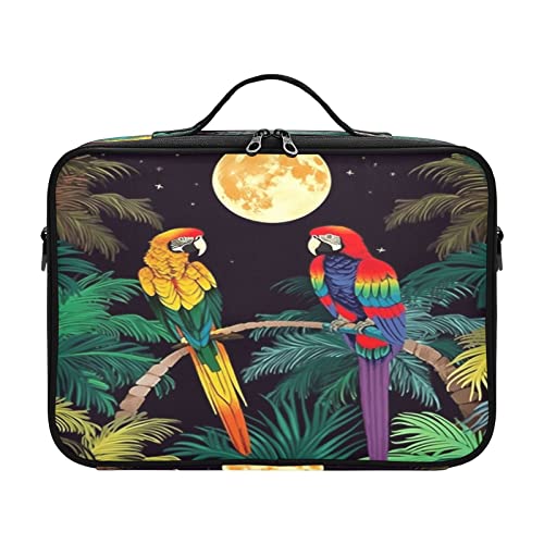 Bunte Papagei Tropischer Dschungel Mond Reise Kosmetiktasche für Frauen Make-up Tasche Reise Make-up Tasche Geldbörse Make-up Aufbewahrungstasche Bolsa de Maquillaje Para Mujer für Damen Herren Frau von ZRWLUCKY