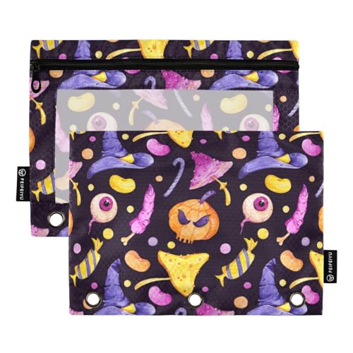 Handbemalte Augen Halloween Cool Lila 3 Ring Binders Federmäppchen 2 stücke Datei Ordner für Büro Prüfung Reißverschluss Schreibwaren Tasche von ZRWLUCKY