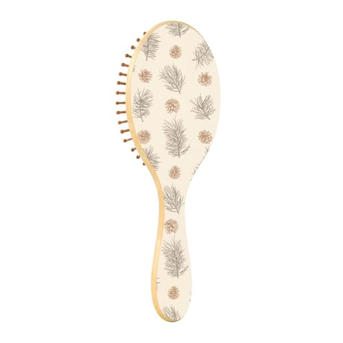 Holzhaarbürste Weihnachten Tannenzweige Paddel Haarbürste für Frauen Holzbürste für Haarwachstum Massage Haarbürste von ZRWLUCKY