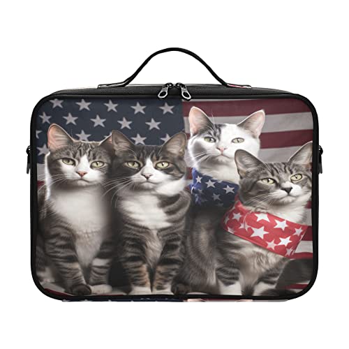 Independence Day American Flag Cats travel cosmetic bag travel size toiletries makeup bag zipper women large capacity makeup organizer cartera de maquillaje para viajar for womens men mens woman mom von ZRWLUCKY