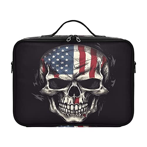 Independence Day American Flag Skull cosmetic travel bag travel case for toiletries women bag with compartments face makeup bag bolsito para maquillaje for womens men mens woman mom kids teenage von ZRWLUCKY