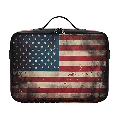 Independence Day Kosmetiktasche mit Reißverschluss und amerikanischer Flagge, Reiseetui für Toilettenartikel, Damen, große Make-up-Tasche, tragbare Make-up-Tasche, öffnet Maletas Para-Zubehör für von ZRWLUCKY