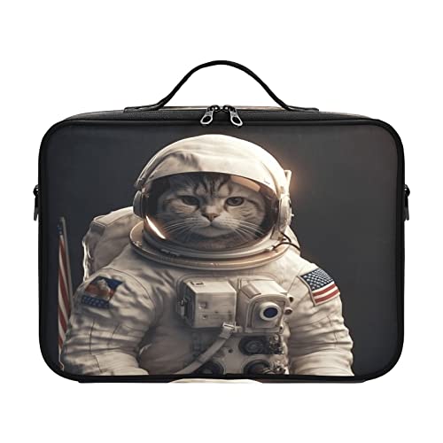 Independence Day Kosmetiktasche mit amerikanischer Flagge, Katze, Astronaut, für Damen, Toilettenartikel, Reisen, Make-up-Tasche, Geldbörse, Kapazität, Make-up-Tasche, Bolsos de Maquillaje Para Mujer von ZRWLUCKY