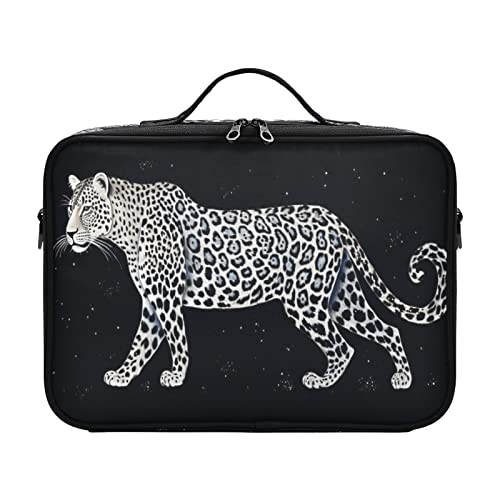 Kosmetiktasche mit Leopardenmuster, schwarzer Sternenhimmel, Reise-Make-up-Tasche, Kulturbeutel mit Fächern, Make-up-Taschen für Damen, Bolsa Para, Maquillaje de Mujer für Damen, Herren, Damen, von ZRWLUCKY