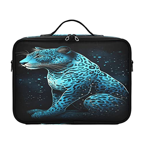 Kosmetiktasche mit Leopardenmuster und blauem Hintergrund, zum Aufhängen, Reisegröße, Toilettenartikel, Make-up-Tasche, Organizer, niedliche Make-up-Tasche Bolsito Para Maquillaje für Damen, Herren, von ZRWLUCKY