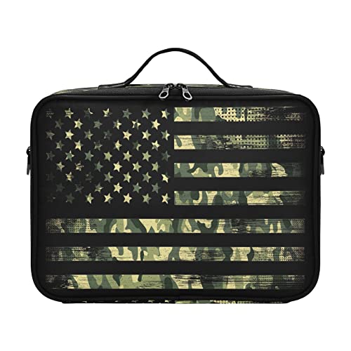 Kosmetiktasche mit amerikanischer Flagge, Camouflage, extra groß, Make-up-Tasche, Reise-Kulturbeutel für Frauen, flache Make-up-Tasche, Bolsa Para Guardar Maquillaje für Damen, Herren, Frau, Mutter, von ZRWLUCKY