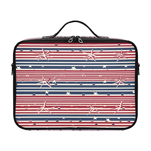 Kosmetiktasche mit amerikanischer Flagge, rot, blau, weiß, gestreift, Unabhängigkeitstag, Kulturbeutel, Reisetasche, Make-up-Tasche, Damen, groß, Reisen, Make-up, Estuche Para Guardar Maquillaje für von ZRWLUCKY