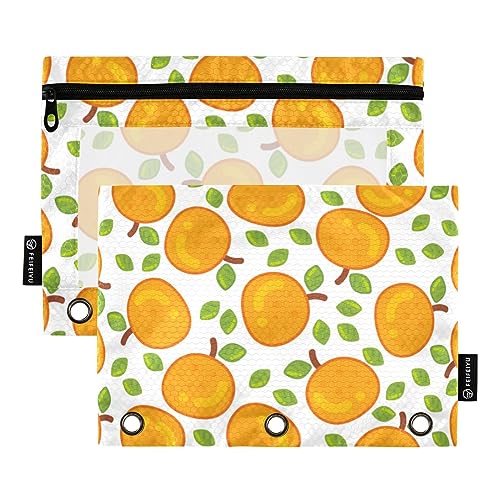 Orange Fruit Nahtlose Muster 3 Ring Binders Bleistift Fall 2 stücke Datei Ordner für Büro Prüfung Reißverschluss Schreibwaren Tasche von ZRWLUCKY